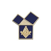 Euclid's 47th Problem with Square & Compass Masonic Lapel Pin - [Blue & Gold][1'' Tall]