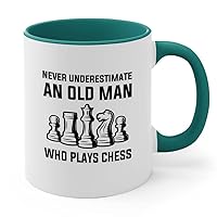 Chess 2Tone Green Mug 11oz - Who Plays Chess - Funny Chess Gifts Set Board Pieces Horse Knight Player Game Pawn Strategy