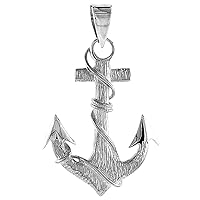 Sterling Silver Mariner's Anchor Cross Necklace Men Flawless Polished Finish 1 1/4 inch 1.2mm Box_Chain