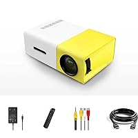 Mini Projector, Outdoor Movie Projector Smart LED Home Child Gift HD Projector Suitable for Family Party Party Company Video Projector with HDMI USB AV Interface and Remote Control (Yellow)
