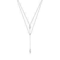 Elli Women's Y-chain Geo Layer necklace with Swarovski® crystals in 925 sterling silver.