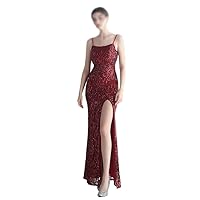 Sequin Long Plus Size Women's Performance Dress, Banquet Evening Dress