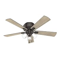 Hunter Crestfield Indoor Low Profile Ceiling Fan with LED Light and Pull Chain Control, 52