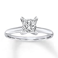 Solitaire Ring 7mm Brilliant D/VVS1 Princess Cut 2.17 Ct White Diamond 14k White Gold Over .925 Sterling Silver for Women