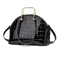 Womens Handbags Glossy Patent Leather Dome Satchel Bag Top Handle Handbag Purse Shoulder Crossbody Bag Medium Tote Bag