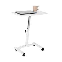 Seville Classics Airlift Height Adjustable Mobile Rolling Laptop Cart Computer Workstation Desk Table for Home, Office, Classroom, Hospital, w/Wheels, Flat (24