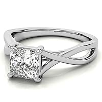 Petite Solitaire Vine Moissanite Diamond Ring Set, 1 Carat Princess Moissanite Engagement Ring Set, Wedding Ring Set, Bridal Ring,Promise/Annivrsary Rings for Wife