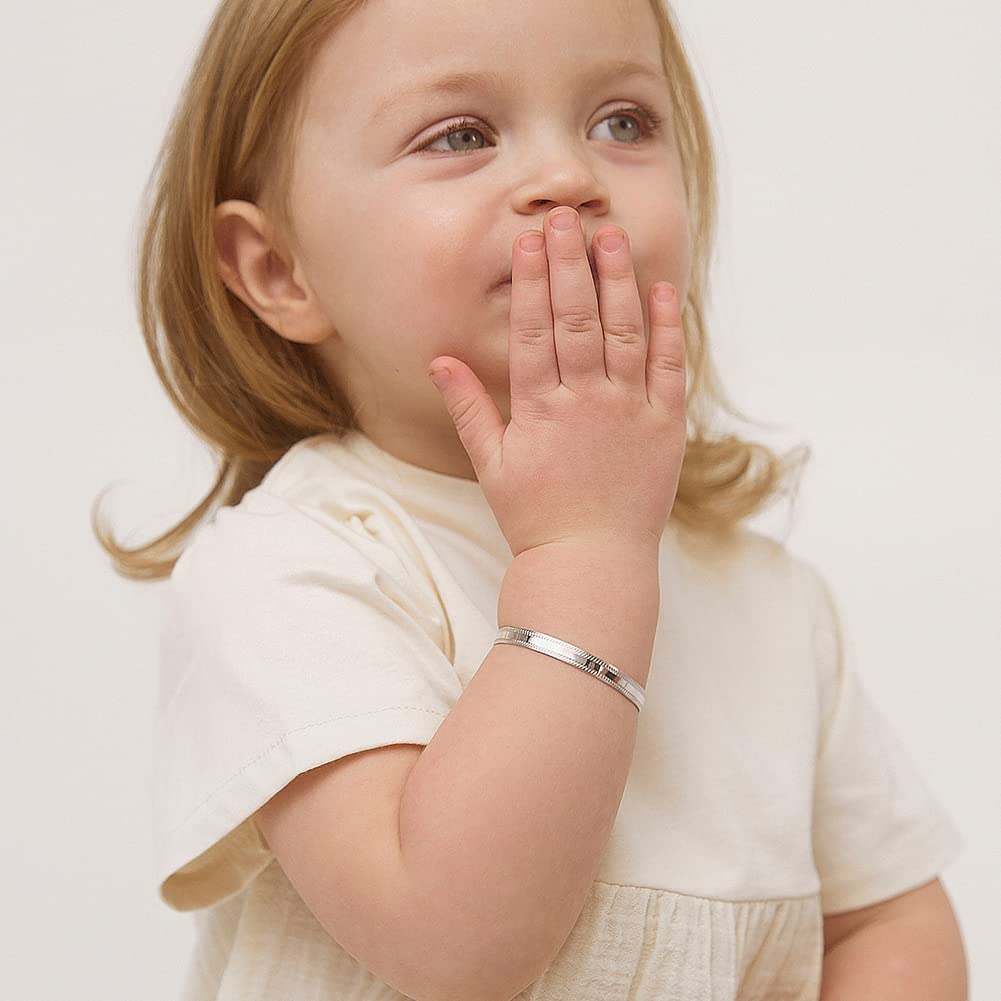 925 Sterling Silver Adjustable Bangle Bracelet For Toddler and Little Girls 5.5