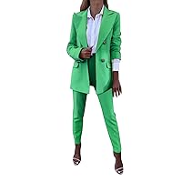 2 Piece Outfits for Women Spring Blazer Jackets Slim Fit Pant Suit Set Cotton Casual Casual Blazer Set