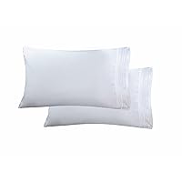 Elegant Comfort Luxury Ultra-Soft 2-Piece Pillowcase Set - 1500 Premium Hotel Quality Microfiber Double Brushed - Wrinkle Resistant, Standard/Queen, White