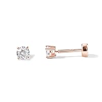 PAVOI 14K Gold Plated Solid 925 Sterling Silver Post Cubic Zirconia Stud Flat Back Earrings for Women | Cartilage Earring | Helix Piercing Jewelry | Small Stud Earrings for Women