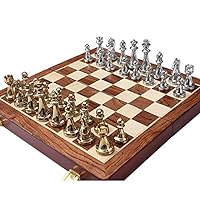 Chess Set Chess Set-126in Zinc Alloy Folding Chess Set with Metal Chess Pieces - Folding Game Board Desktop Game for Kids Children Adults Chess Game Board Set (Size : 29.714.75.4cm/1262in)