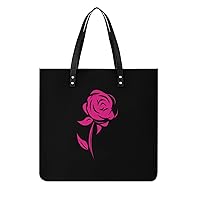Red Rose PU Leather Tote Bag Top Handle Satchel Handbags Shoulder Bags for Women Men