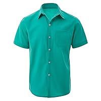 Men's Casual Short Sleeve Shirts Cotton Linen Button Down Summer Beach Regular Fit Cuban Desinger Dress Shirts