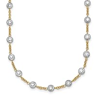18k Gold 2mm Diamond Stations Cable Chain Necklace