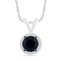 DGOLD Sterling Silver Black and round Diamond Solitaire Fashion Pendant (1.00 Cttw)