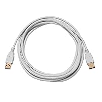 Monoprice - 108612 10ft USB 2.0 A Male to A Male 28/24AWG Cable (Gold Plated) - WHITE for Data Transfer Hard Drive Enclosures, Printers, Modems, Cameras and More!