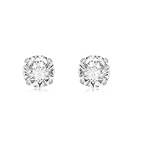 Jewelili Silver Stud Earrings with 1/2Cttw Round Diamonds