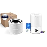 LEVOIT Core 300 Air Purifier Replacement Filter, 3-In-1 Filter, Efficiency Activated Carbon & Smart Cool Mist Top Fill Humidifiers for Bedroom with Sensor, Auto Humidity Setting