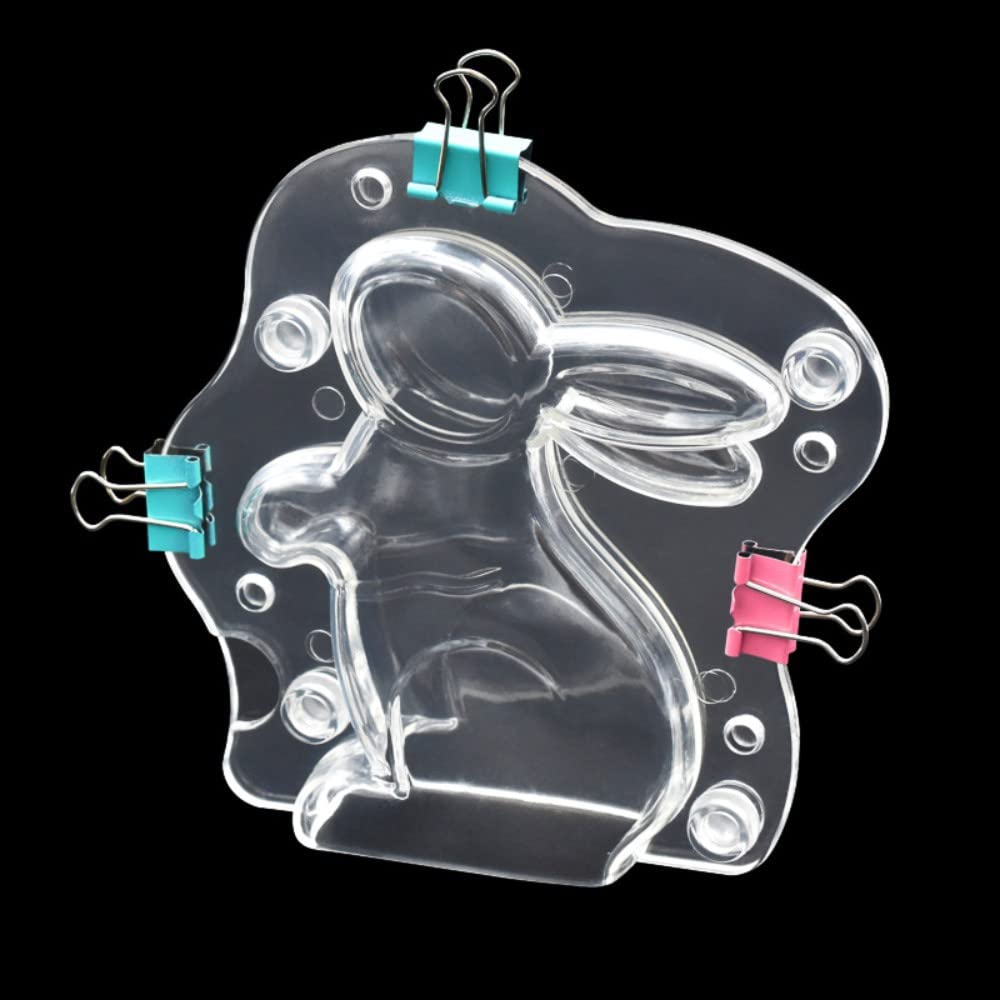 TUKE 3D Rabbit Polycarbonate (PC) Chocolate and Candy Mold for Party Decorating or Home baking tools Transparent 5.4 inch