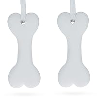 Set of 2 Blank Unfinished White Plaster Bone Christmas Ornaments DIY Craft 3.65 Inches