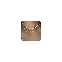 Tasiso Layered Gold Necklaces for Women, Stackable 14K Gold/Silver Plated Chain Necklace Layering Necklace Set Fashion Pendant Choker Necklaces Trendy Jewelry Set Gifts for Women Teen Girls
