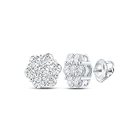 14K White Gold Diamond Flower Cluster Earrings 2-3/4 Ctw.