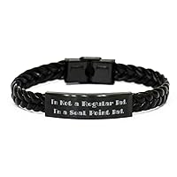 Cool Seal Point Cat Braided Leather Bracelet, I'm Not a Regular Dad. I'm a Seal, Joke Engraved Bracelet For Cat Dad From Friends