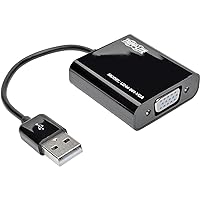 Eaton TRIPP LITE USB to VGA Adapter Multi Monitor External Video Converter, Built-in USB Type-A 2.0 Cable, 1080p @ 60Hz -Windows, Mac & Ubuntu Compatible, 3-Year Warranty (U244-001-VGA)