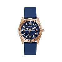 GUESS GW0361G1,Men's Casual Sport,Rose Gold Tone,Blue Dial,Blue Silicone Strap,WR