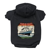 Life is Better on a Boat Dog Hoodie - Graphic Dog Coat - Boat Dog Clothing - Black, M