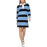 Tommy Hilfiger Women's Striped Long Sleeve Rugby Sportswear Dress