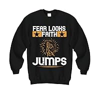 Faith Sweatshirt - Fear Looks Faith Jumps 02 - Black