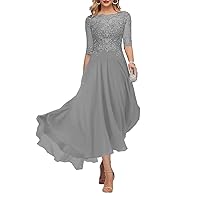 Laces Mother of Bride Dresses with Sleeves A-Line Chiffon Formal Evening Gown