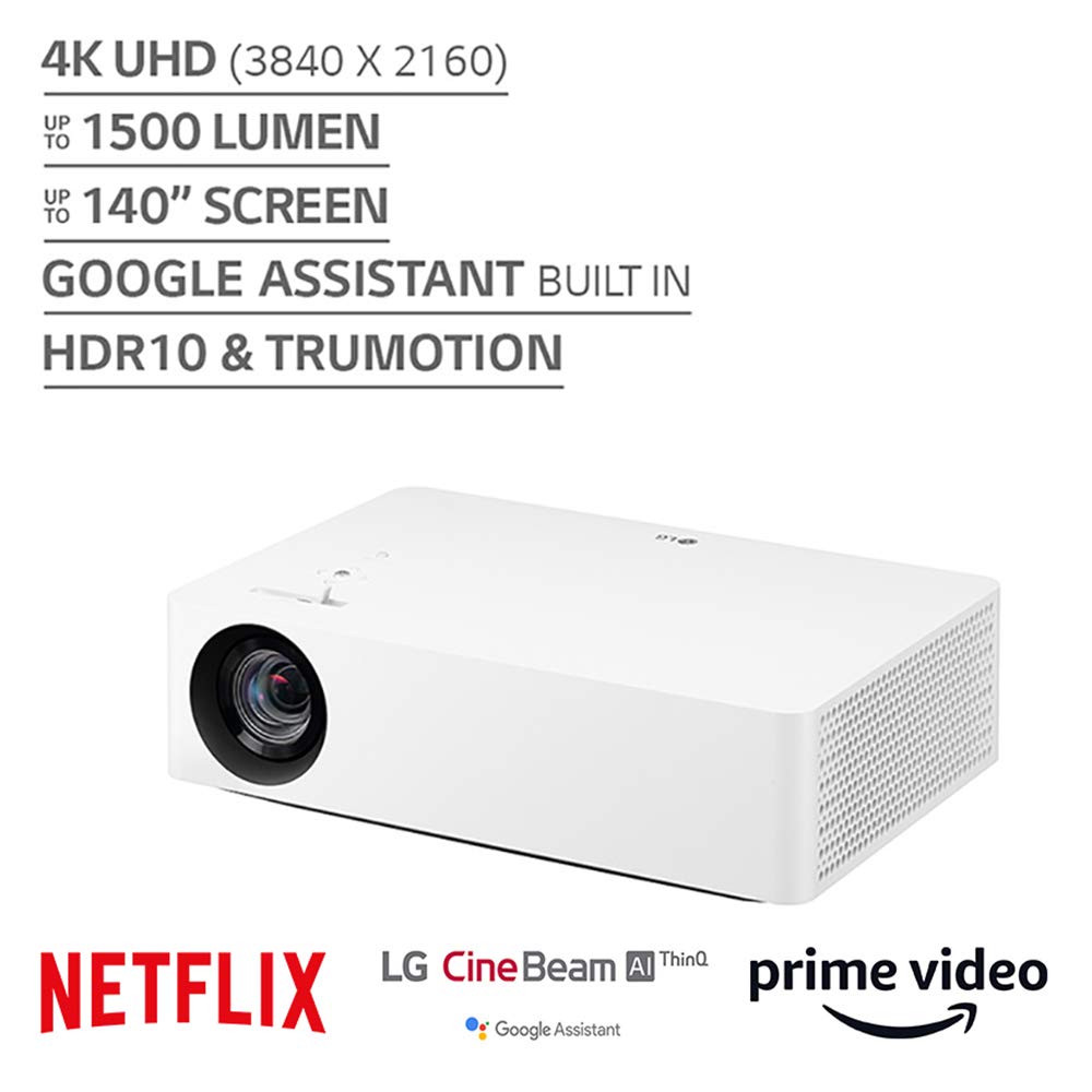 LG CineBeam UHD 4K Projector HU70LA - DLP Home Theater Smart Projector with Alexa Built-In, White