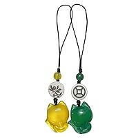 Genuine 2PCS Natural Agate Little Fox Phone Strap Pendant, Cell Phone Chain Pendant Key Chain Phone Charm Bag Decoration, Phone Lanyards Hanging Keychain for Girls Friends