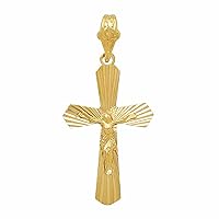 Large 25mm x 40mm 14k Gold Plated Resurrected Passion Crucifix Pendant,