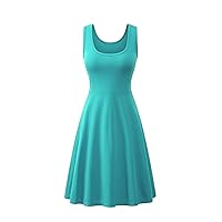 EFOFEI Womens Sleeveless Swing A Line Casual Solid Color Midi Summer Tank Dress