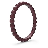 Enso Rings Stackable Beaded Silicone Wedding Ring – Hypoallergenic Unisex Stackable Wedding Band – Comfortable Minimalist Band – 2.5mm Wide, 8mm Thick