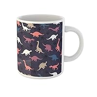 Coffee Mug Cute Kids Pattern for Girls and Boys Colorful Dinosaurs 11 Oz Ceramic Tea Cup Mugs Best Gift Or Souvenir For Family Friends Coworkers