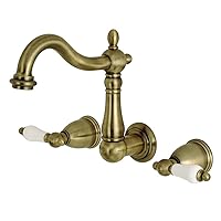 Kingston Brass KS1253PL 8-Inch Center Wall Mount Bathroom Faucet, Antique Brass