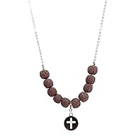 Cross Aroma Rock Beads Titanium Steel Diffuser Necklace Colors Option