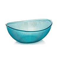 Aquamarine Acrylic Serving Bowl With Lines, Serving Bowl, Ramen bowl, Fruit bowl, Vegetables Bowl. Halloween bowl, 3.5-qt. (3.3 L) (3.5-qt. (3.3 L))