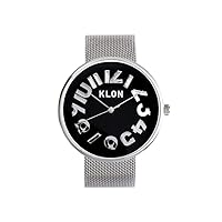 KLON HIDE TIME - SILVER MESH Wristwatch, Men's, Women's, Wristwatch, Stainless Steel, Silver Strap, Made in Japan, Quartz, Waterproof, Watches, Couples, Gift, Unisex, Stylish, Popular, Brand, Black Ver.SILVER 40mm, Bracelet Type