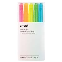 Cricut Glitter Gel Pens (Set of 5), Add Sparkly Glow to Cards, Paper, Decor, and More, for Use with Cricut Maker and Explore Cutting Machines, (Medium Point, 0.8mm, Neon)