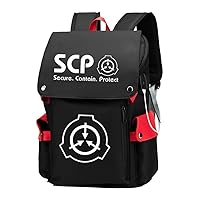 SCP Anime Cosplay 15.6 Inch Laptop Backpack Rucksack with USB Charging Port and Headphone Jack Red