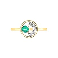 Solid 14k Yellow White Rose Gold Genuine Emerald Gemstone with Certified Diamond Prong Setting Ring Perfect Gifts For Womens (Ring Size 6-10)
