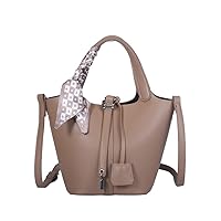 Women's Bucket Stylish Lock Design with Top Handle Handbags Casual Satchel Vegetable Basket Ladies Daily Shoulder Bags