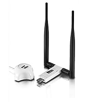 Wireless N 300Mbps Long-Range USB Adapter with Two 5dBi Antennas and USB 2.0 Cradle (WF-2116), 300 Mbps High Gain
