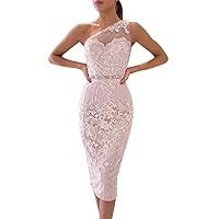 Women's One Shoulder Cocktail Dresses Appliques Short Prom Party Gowns